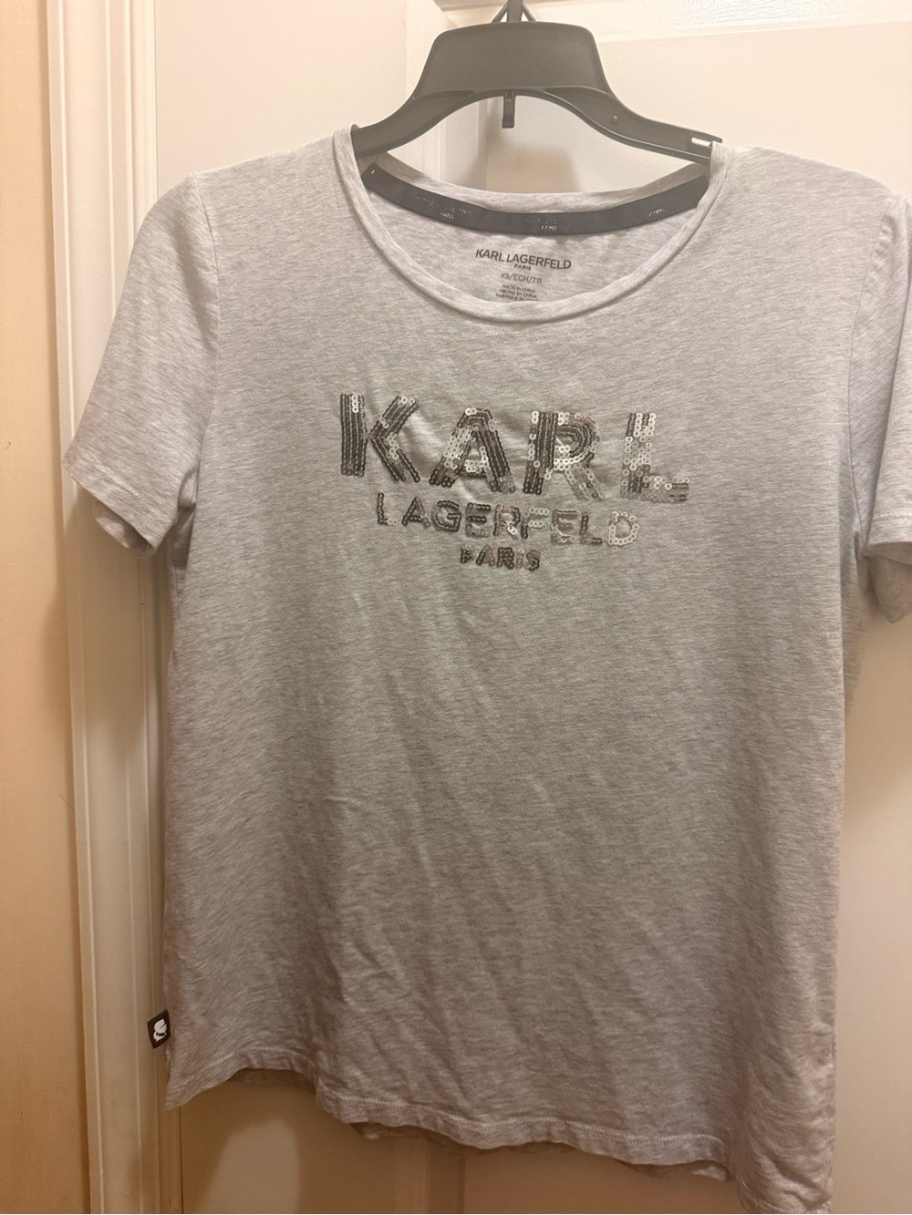 Karl Lagerfeld Light Gray Logo Crewneck Tee